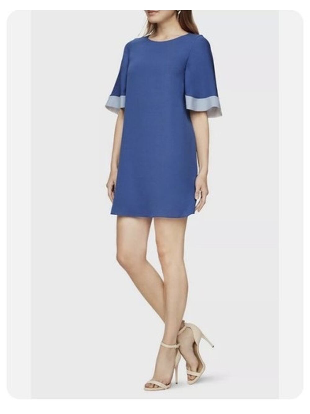 BCBGMAXAZRIA Philippa Color-Blocked Shift Dress Vintage Blue Combo Size S NWT